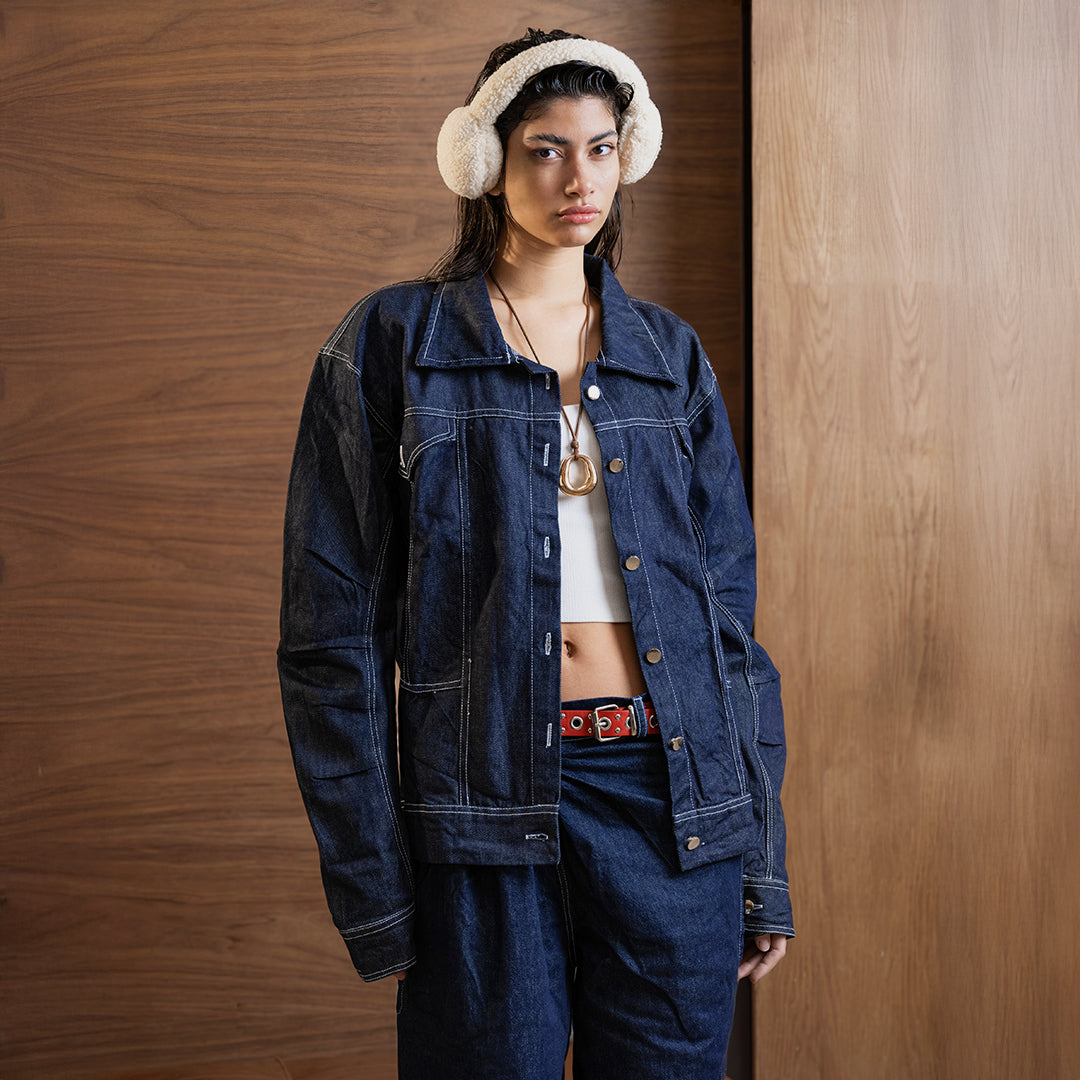 CURRENT - Draped Stitched Denim Jacket