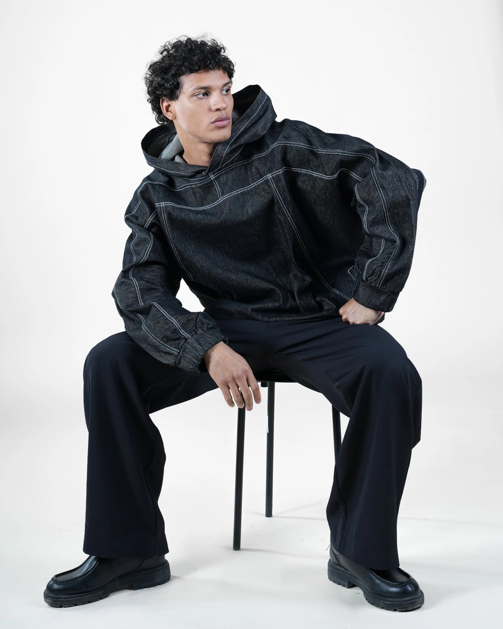 GRAVITY - Denim Stitched Hoodie