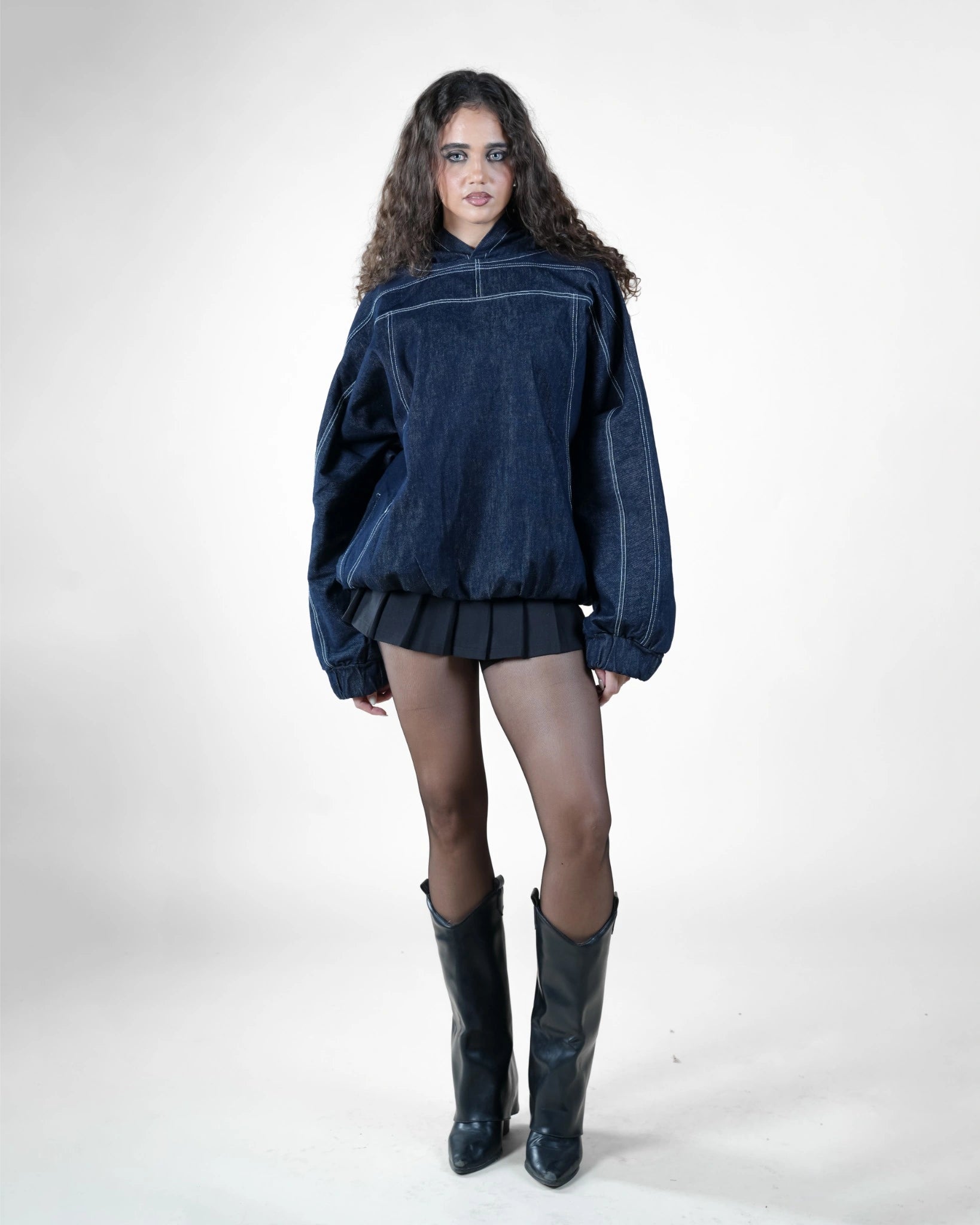 GRAVITY - Denim Stitched Hoodie