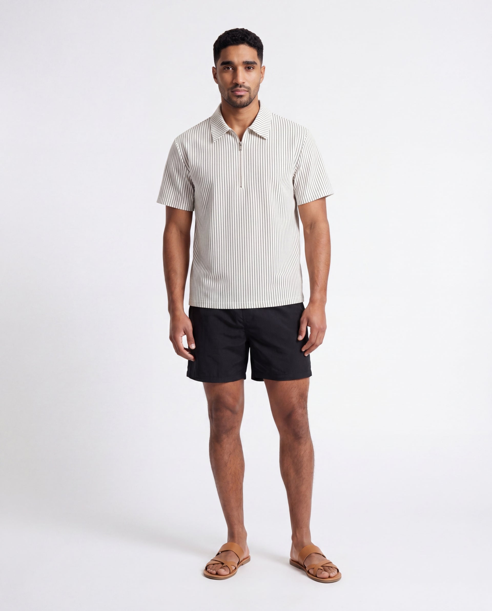 The Half Zip-up Stripe Polo
